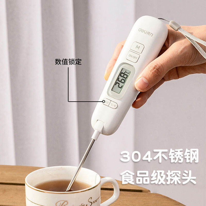 Nhiệt Kế Nướng Deli 8899 Nhiệt Kế Gia Dụng Đo Nhiệt Độ Nước Bò Bít Tết Đo Nhiệt Độ Sữa Thực Phẩm Bếp Chuyên Dụng Điện Tử Độ Chính Xác Cao