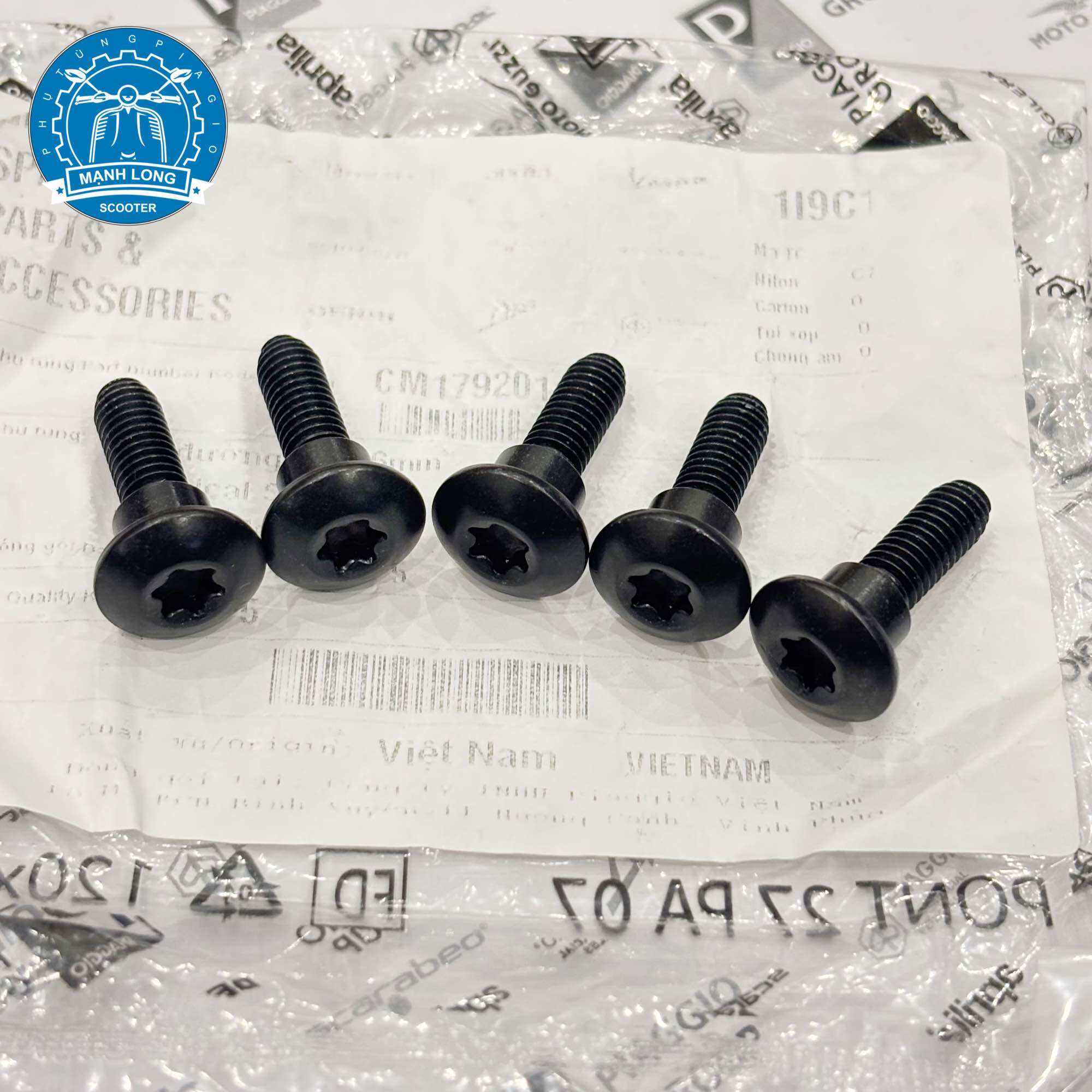 Bộ 5 Ốc đầu trụ Torx M6x22 – Vespa/Piaggio đa dòng – CM179201