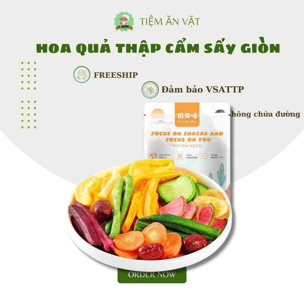Hoa Quả Mix Thập Cẩm Sấy Giòn , Sấy Khô Tự Nhiên Nguyên Miếng Nạp Nhiều Chất Xơ , Chất Dinh Dưỡng Tốt Cho Cơ Thể