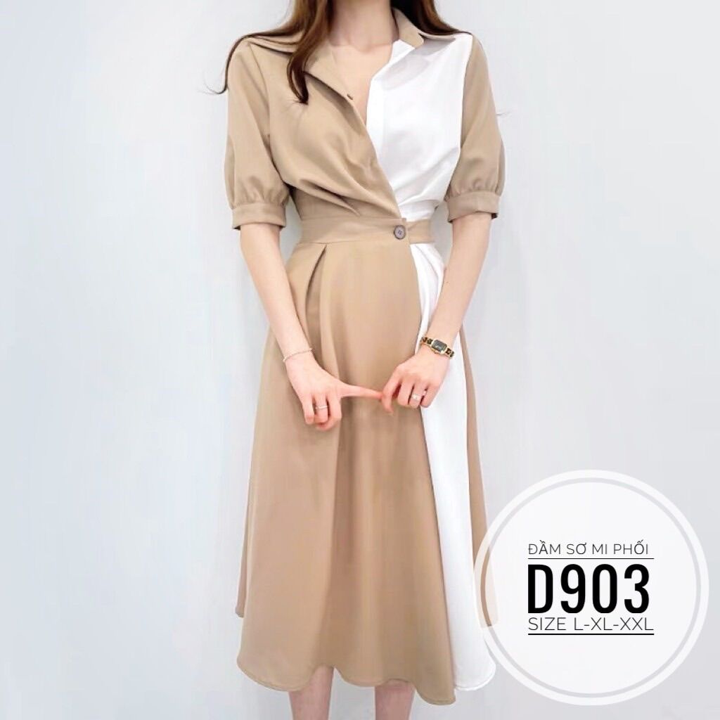 60-90kg Bigsize ĐẦM SƠ MI PHỐI THIẾT KẾ D903