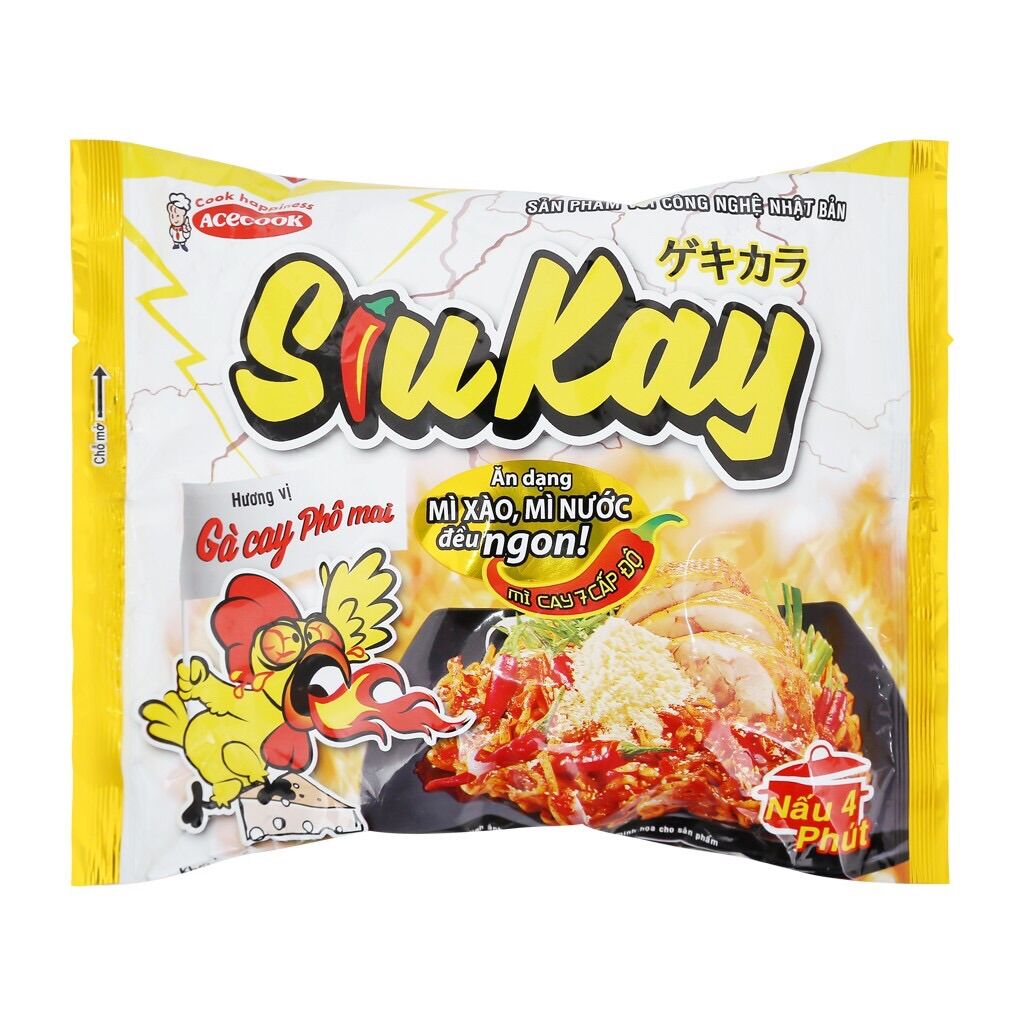 Mì SiuKay Acecook 3vị (Hải Sản ,Bò ,Gà cay Phô Mai)