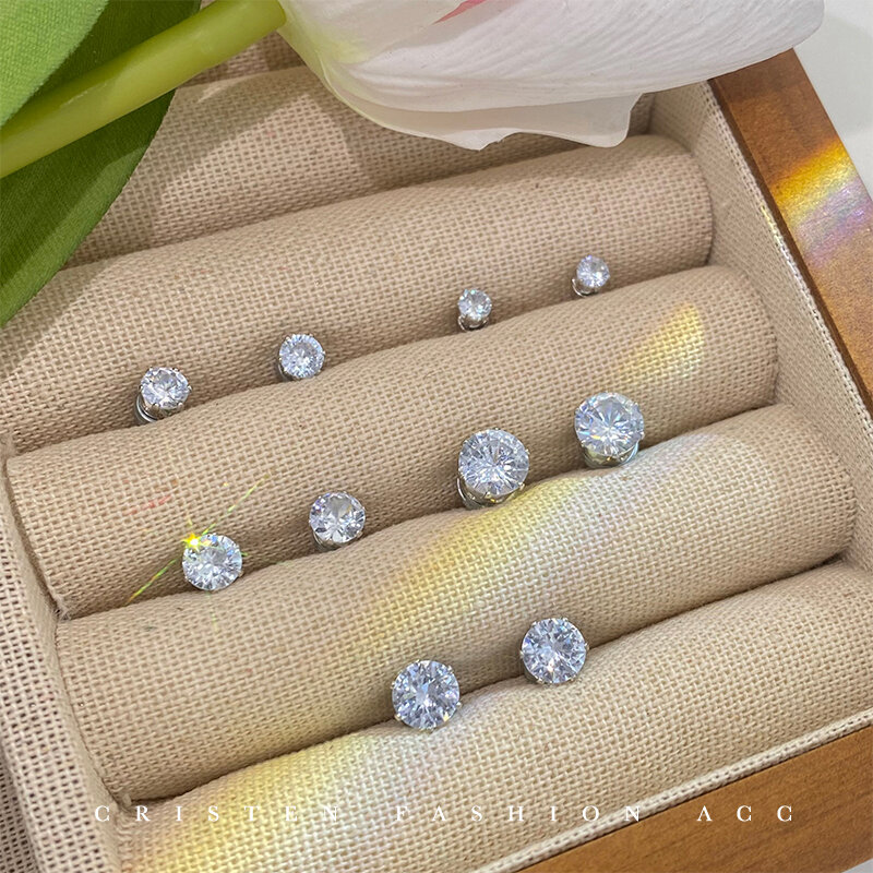 Khuyên tai nụ không cần bấm lỗ tai khuyên nụ hút từ khuyên nụ nữ kẹp vành tai trang sức đeo tai nam khuyên nụ nam châm kẹp vành tai