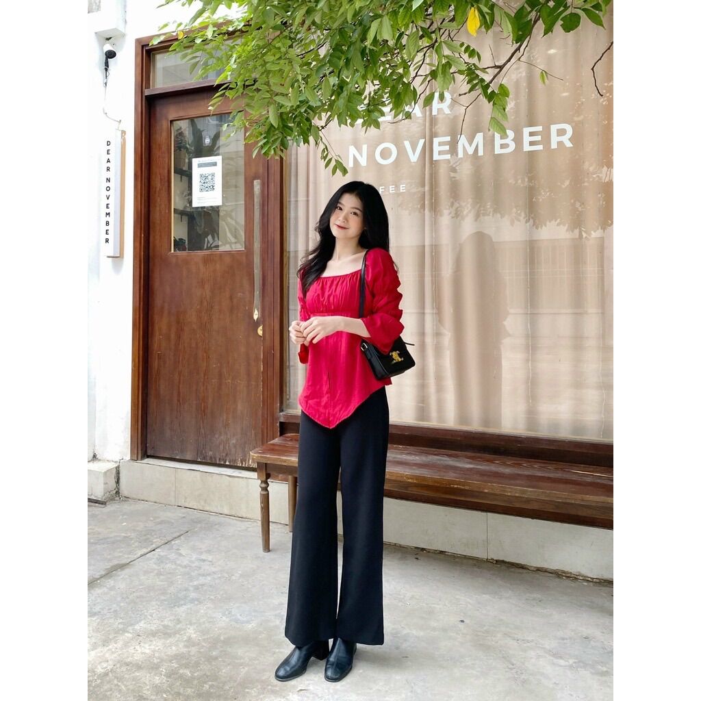 YU CHERRY | Áo lụa nữ sẻ tà Minnie top YA405