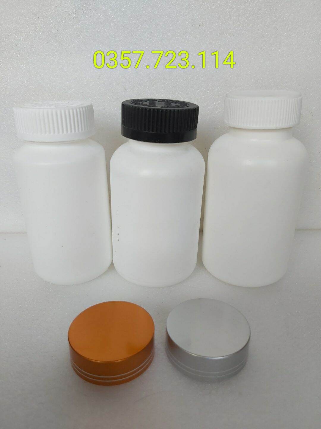 Chai nhựa dược trắng HDPE nắp vặn trắng chọn size