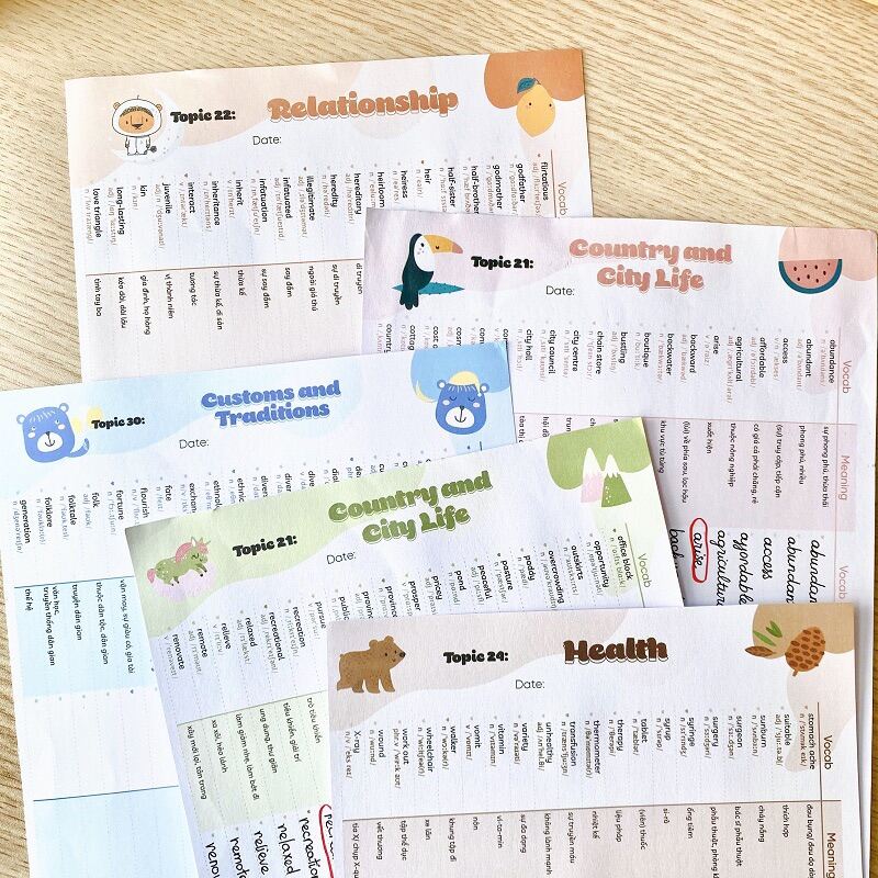 Set 150 tờ 3000 từ vựng tiếng anh