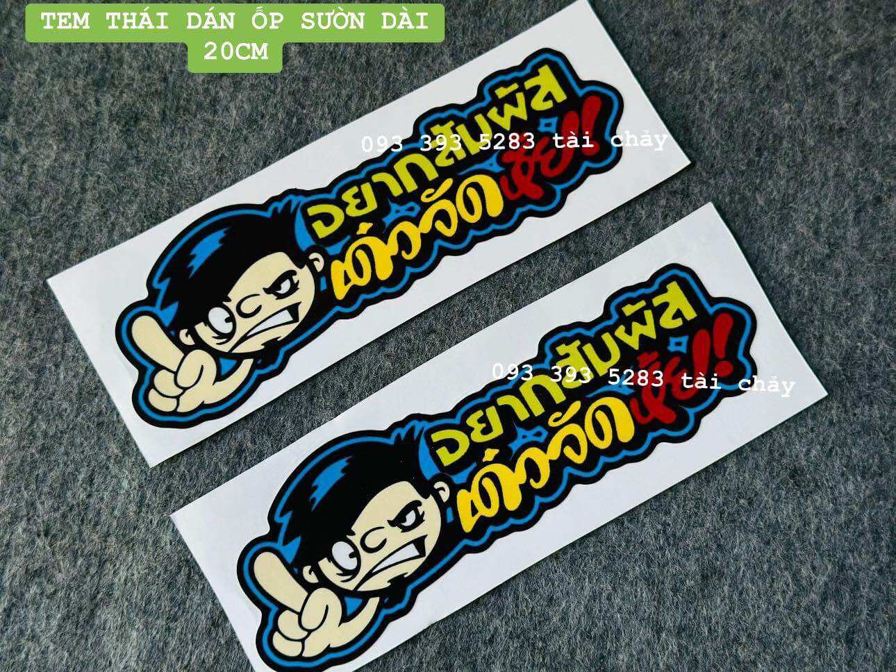 Tem decal dài 20cm chữ thái dán ốp sườn