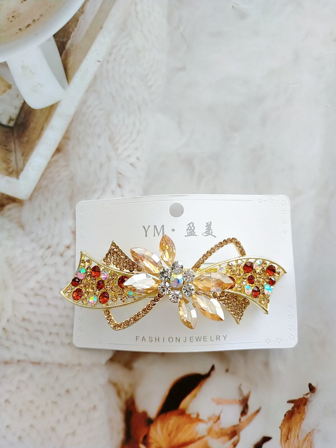 Kẹp tóc phía sau đính đá lấp lánh cao cấp hoa tròn