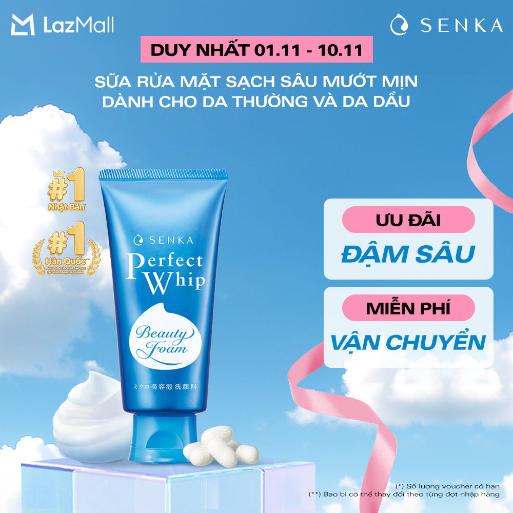 Sữa rửa mặt tạo bọt từ tơ tằm trắng sạch sâu cho da dầu SENKA PERFECT WHIP 120G