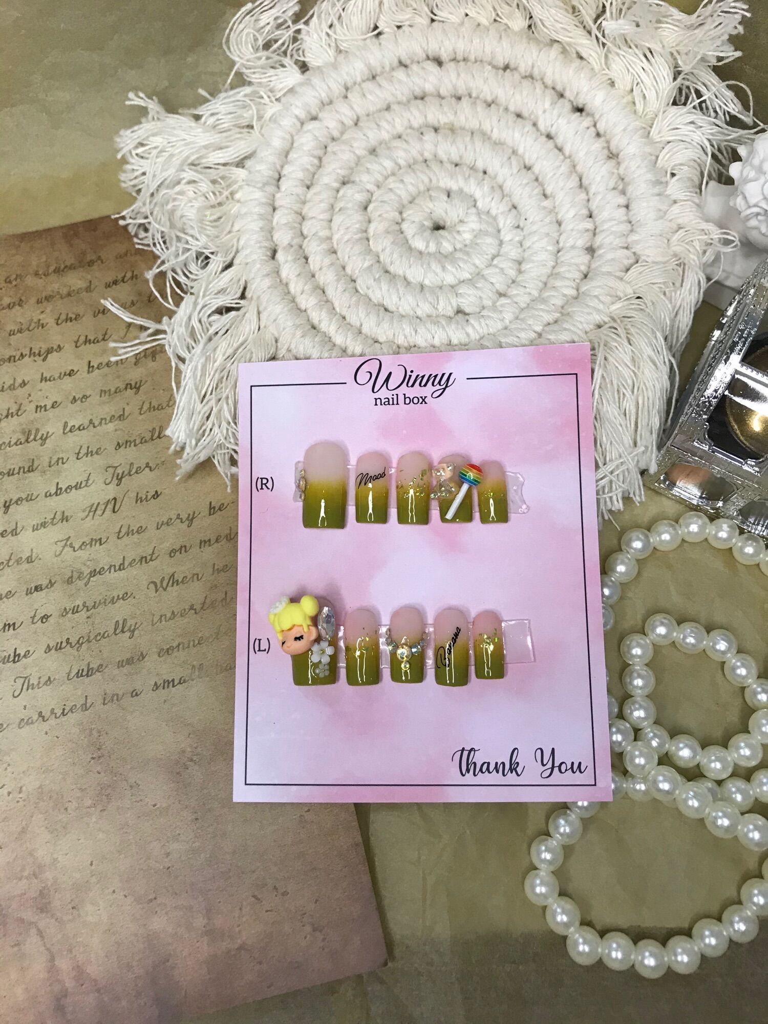 Nailbox móng up móng giả xanh lá mạ