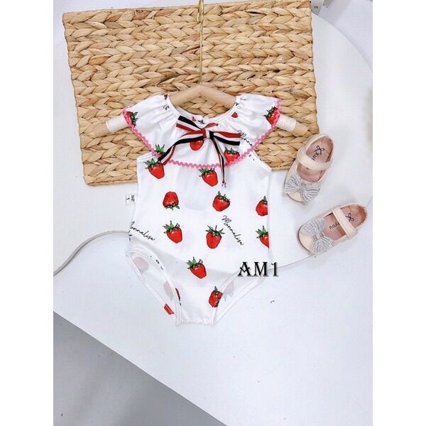 Đồ bơi liền thân cho bé, bikini dâu tây cho bé gái