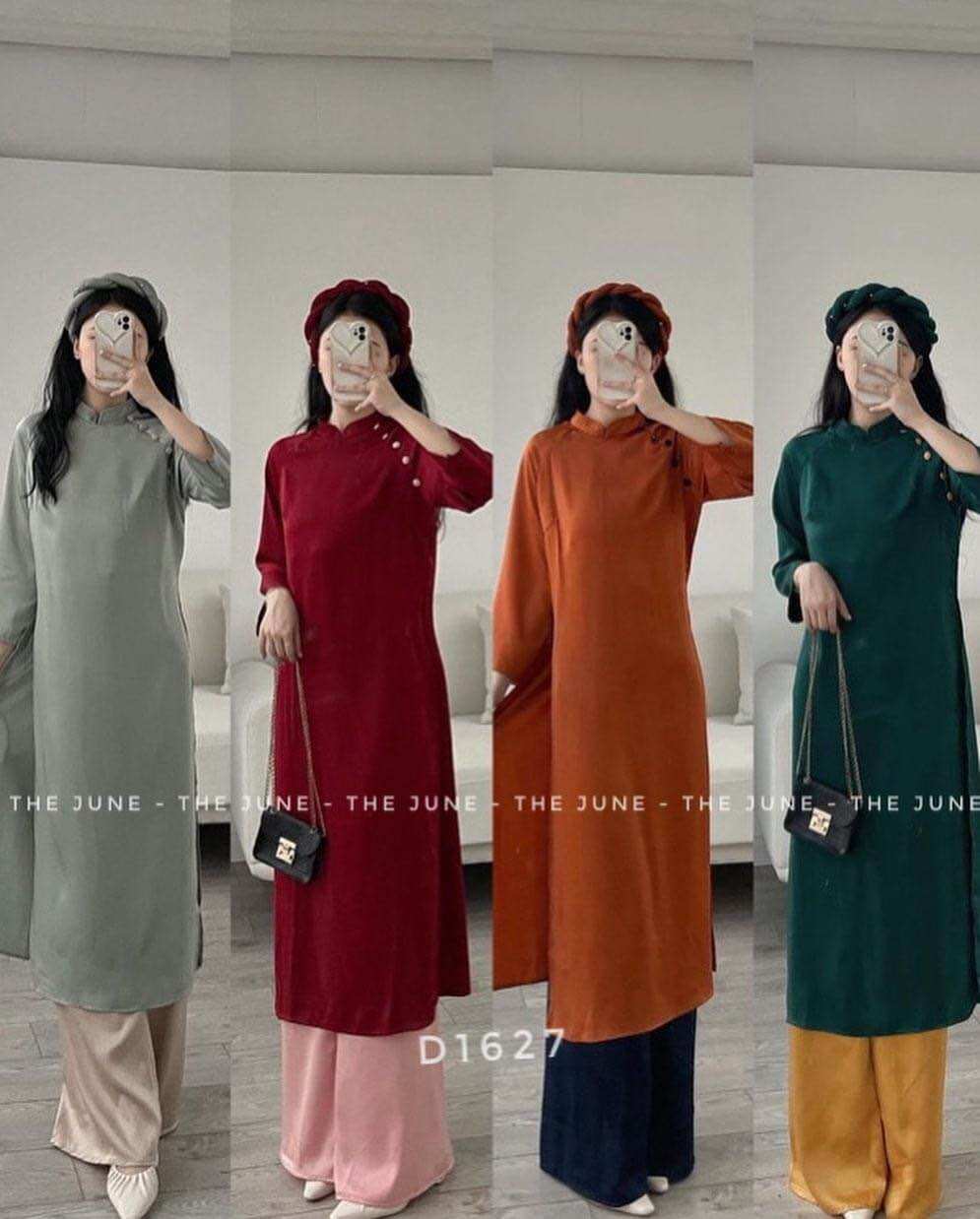 Áo Dài Tết Kèm Mấn Cổ Điển