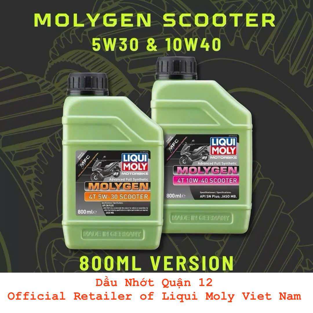 Mẫu Chai 800ML Dầu Nhớt Cao Cấp Xe Tay Ga Liqui Moly MotorBike Molygen Scooter 4T 5W-30 - 10W-40