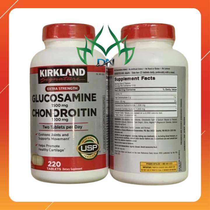 Viên uống Kirkland Glucosamine 1500mg & Chondroitin 1200mg  lọ 220 viên