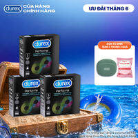 Bộ 3 hộp bao cao su Durex Performa kéo dài thời gian, size 52mm, 3 bao/hộp