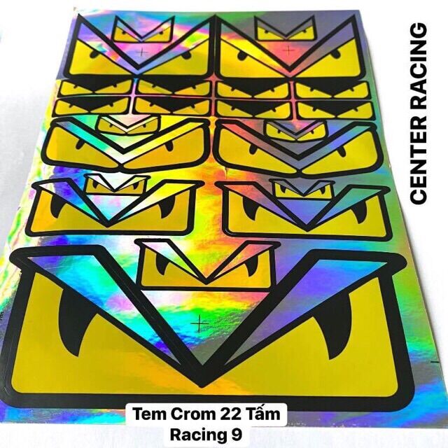 [ 22 Tem Crom ] Bộ tem mạ Crom logo 7 màu Racing 9 HT CENTER