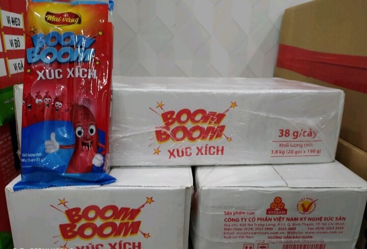 Thùng 20 gói xúc xích boom boom 190g mai vàng vissan