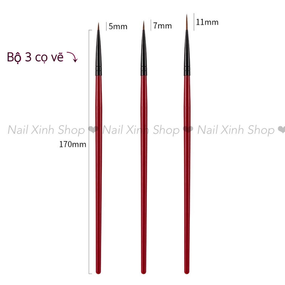Set 3 cọ vẽ nail cho dân làm móng nghệ thuật