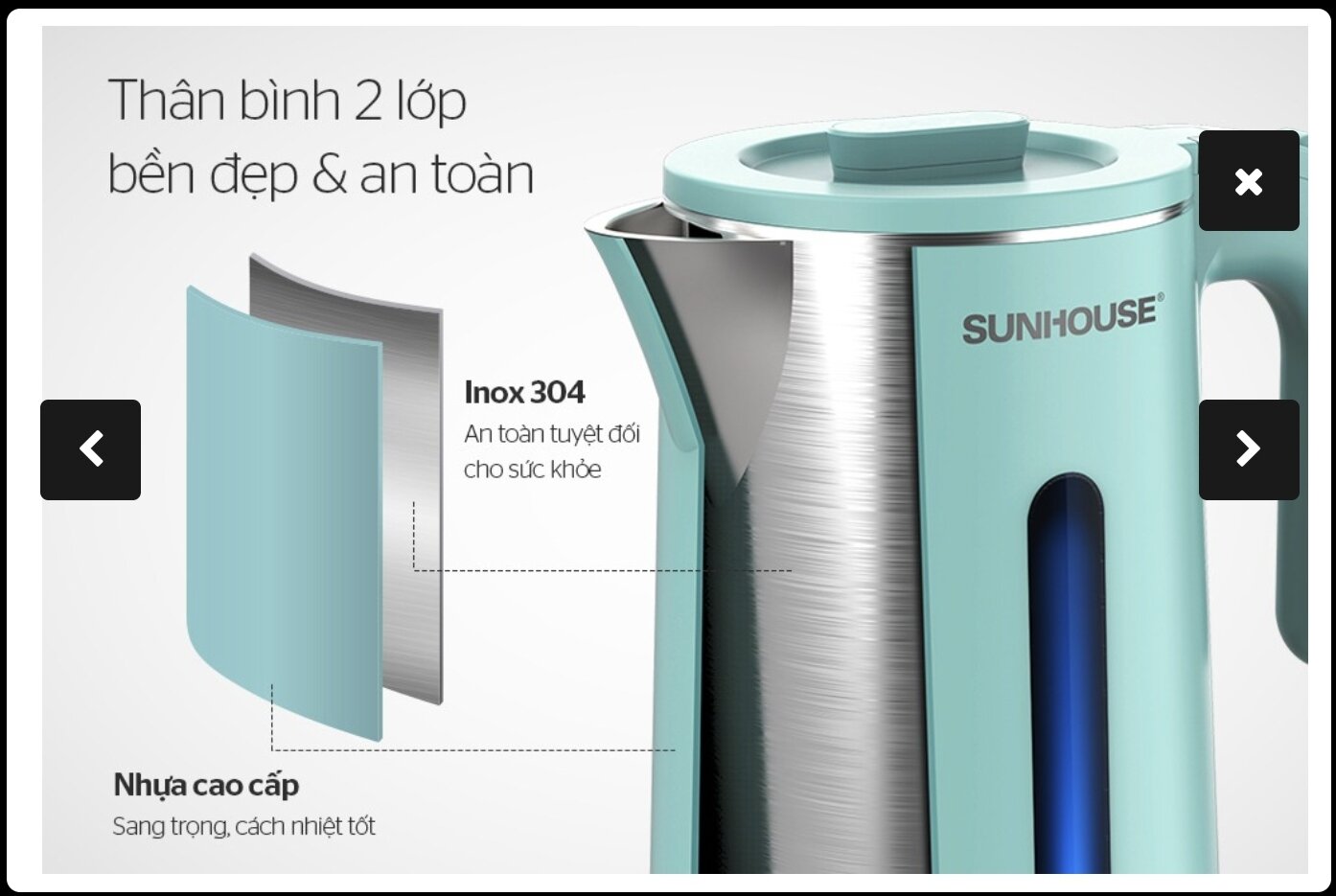 Ấm siêu tốc sunhouse shd-1351 1.8L