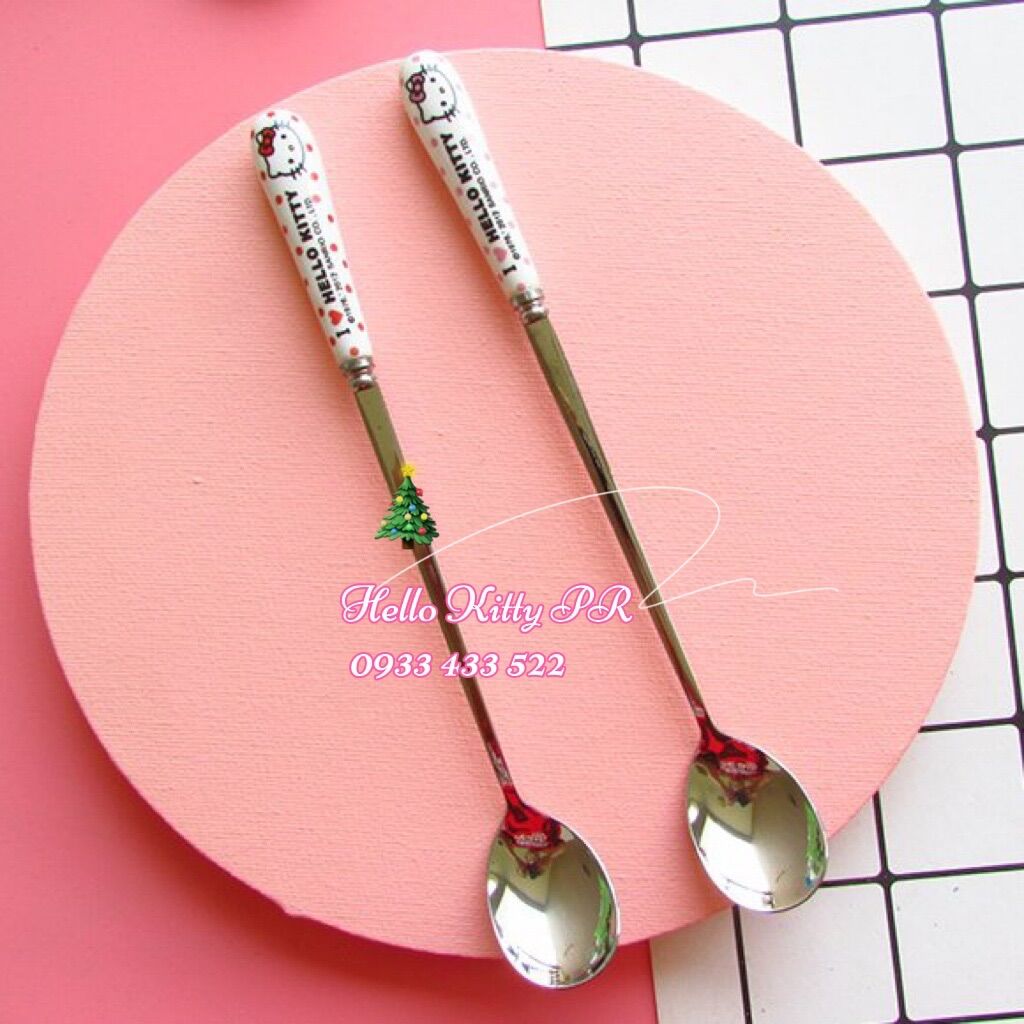 Muỗng đũa nĩa cán sứ Hello Kitty Doremon