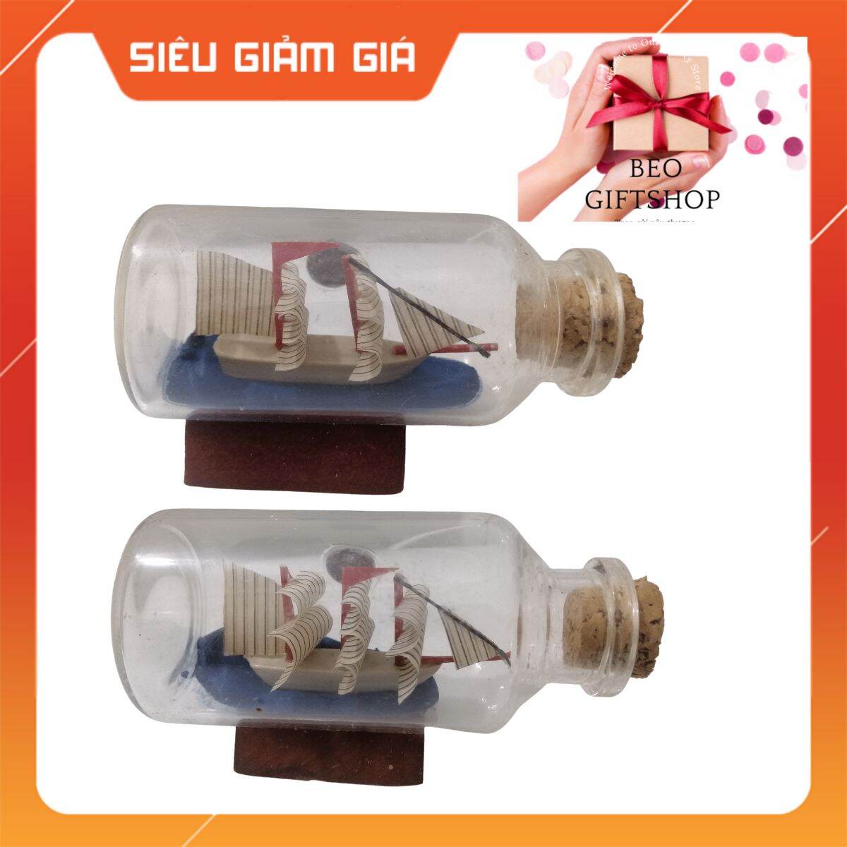 Bộ siêu tập thuyền buồn trong chai nhiều size
