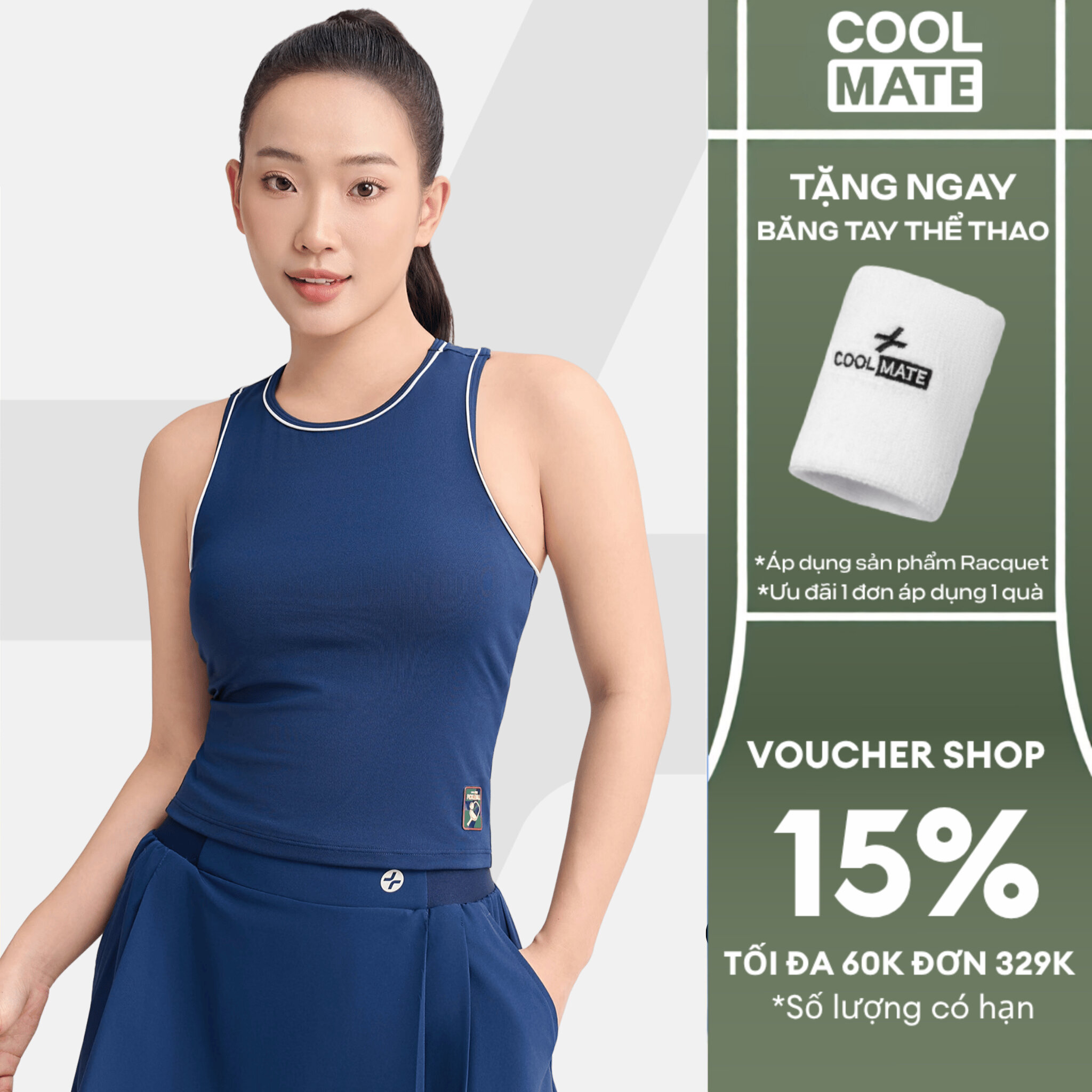 [TẶNG BĂNG TAY]Áo thể thao Tanktop nữ Pickleball Driveshot Essentials (có đệm mút) thấm hút, nhanh khô, co giãn - Coolmate Women