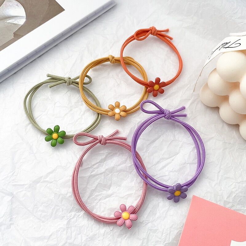 Set 100 Dây cột tóc hoa cúc nhí cho bạn gái