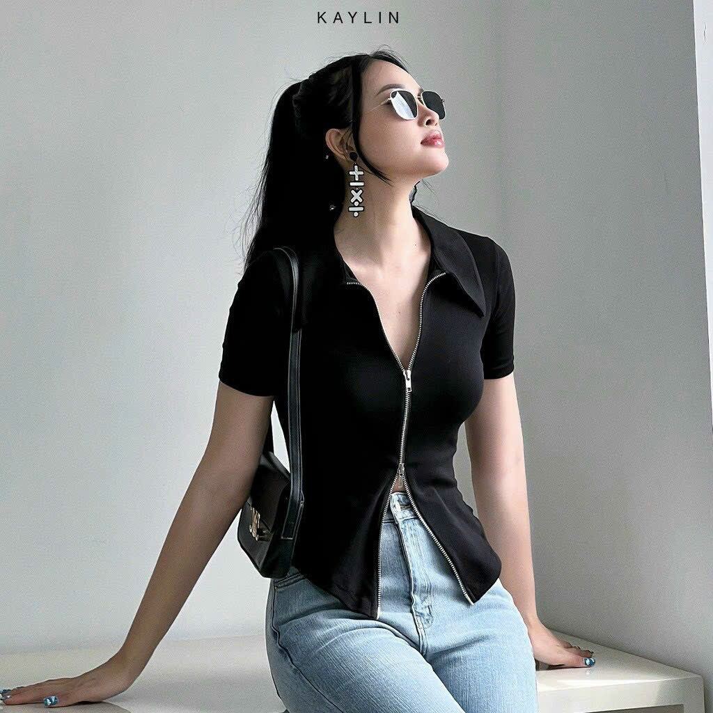 ÁO THUN ÔM XẺ DÂY KÉO HAI ĐẦU K5