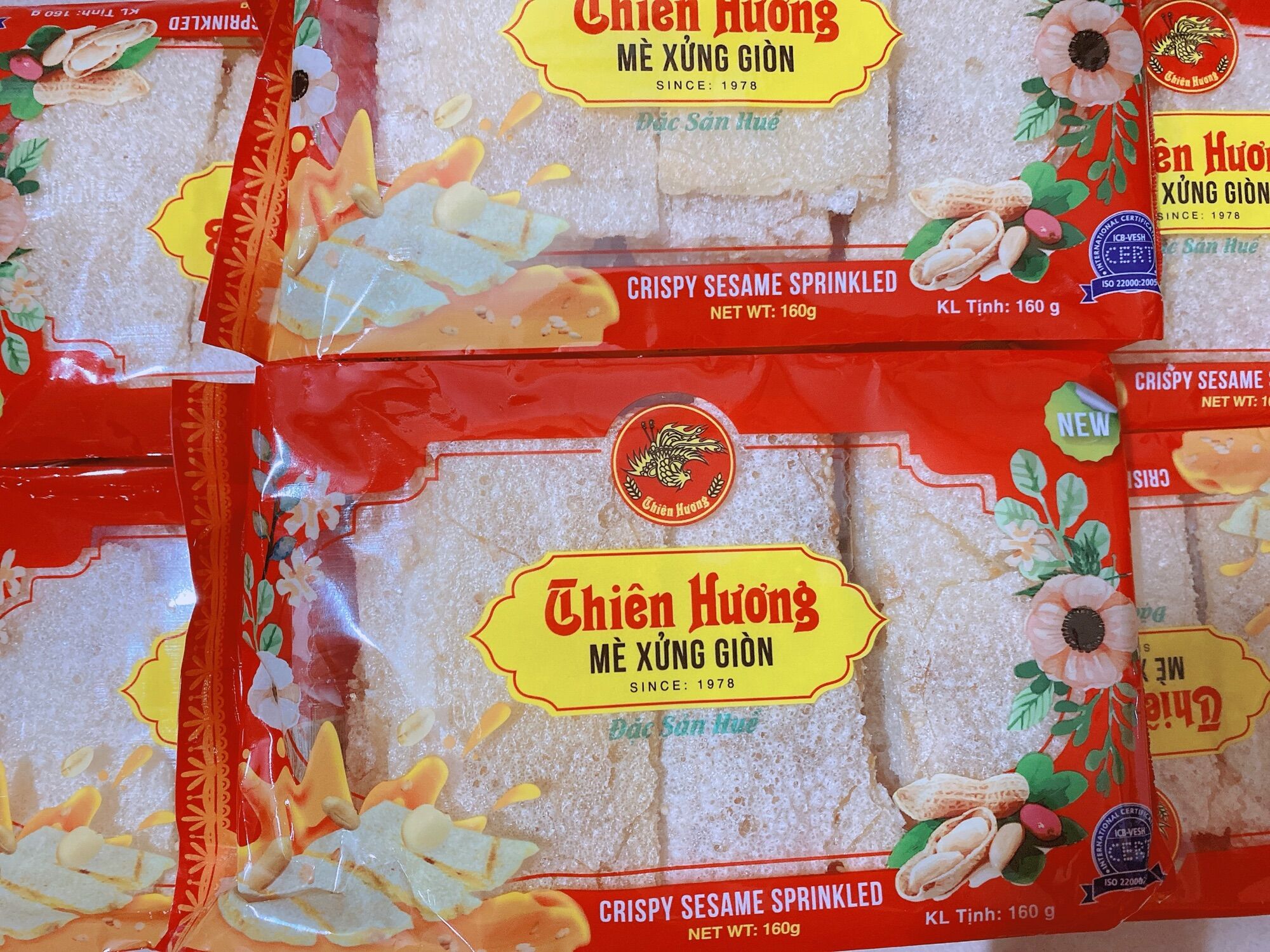 Kẹo mè xửng giòn thiên hương 160g có khay nhựa mè giòn đặc sản huế