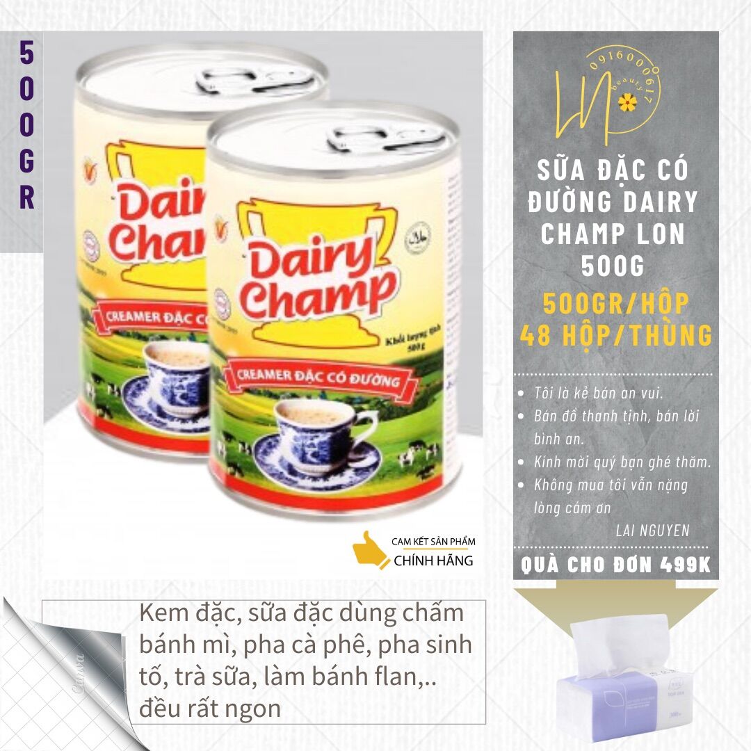 Combo 2 Sữa đặc có đường Dairy Champ lon 500g