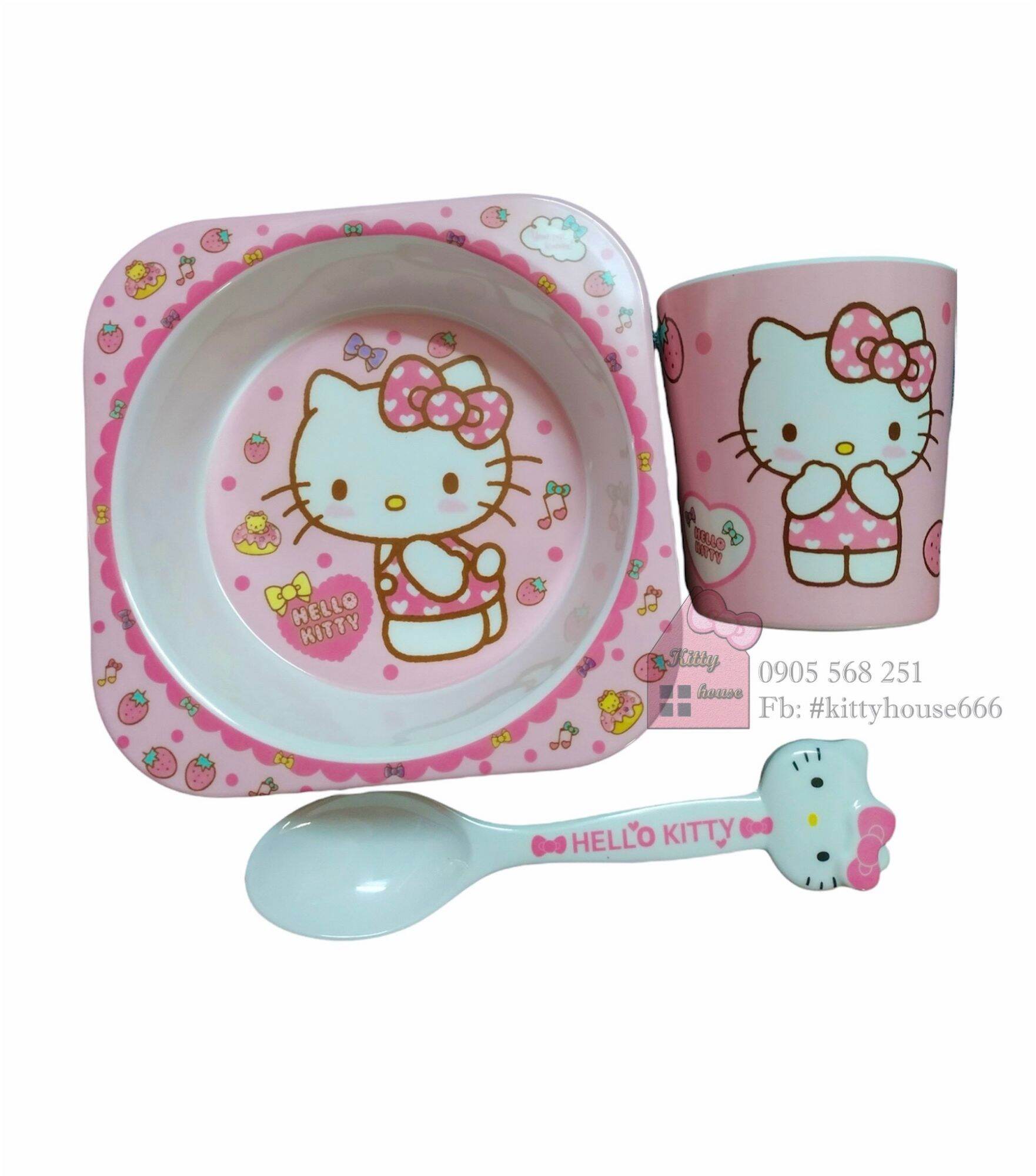 🌸COMBO TÔ/CHÉN LY MUỖNG HELLO KITTY