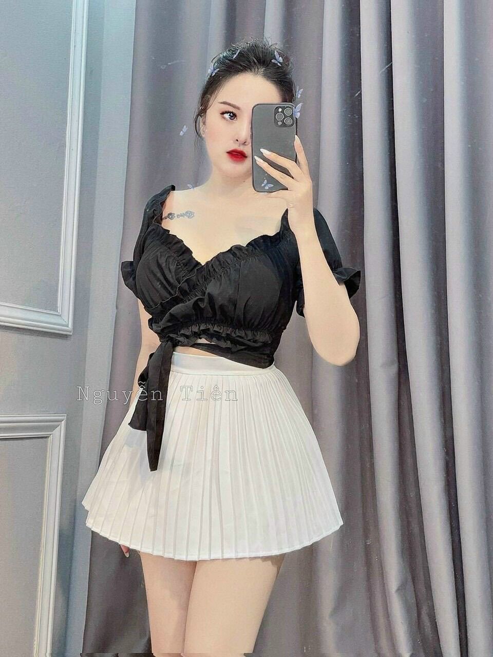 Áo cột eo vải voan lụa mềm mịn( kèm video hàng thật shop quay)
