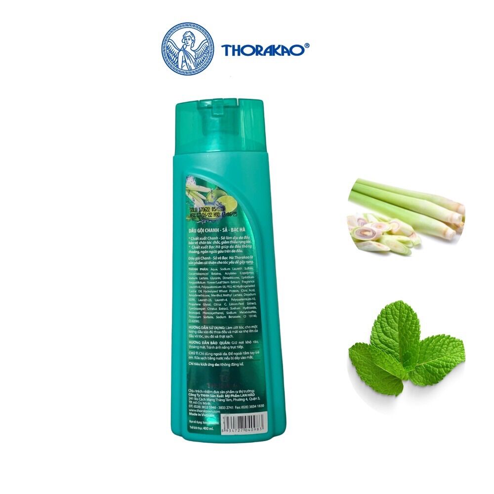 Thorakao dầu gội chanh sả bạc hà 400ml
