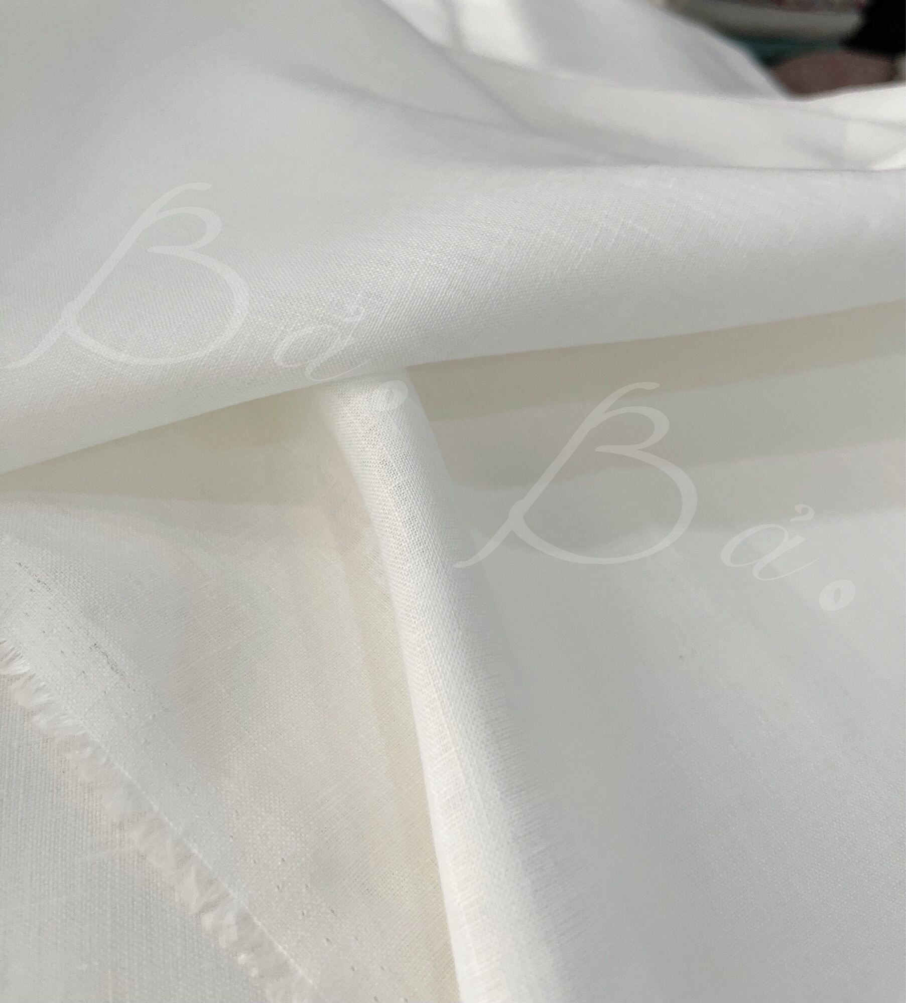 Vải Linen Tưng Premium/Pure Linen Trắng Kem Mềm Mướt Khổ 1m40