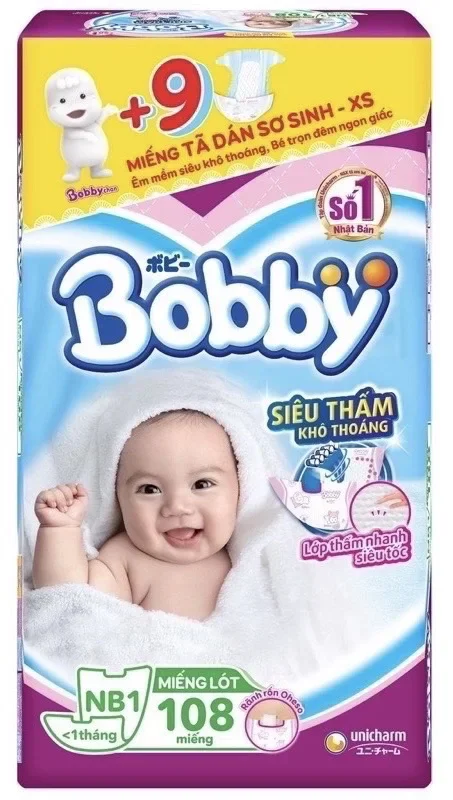 Miếng lót sơ sinh Bobby newborn 1 (108 miếng)