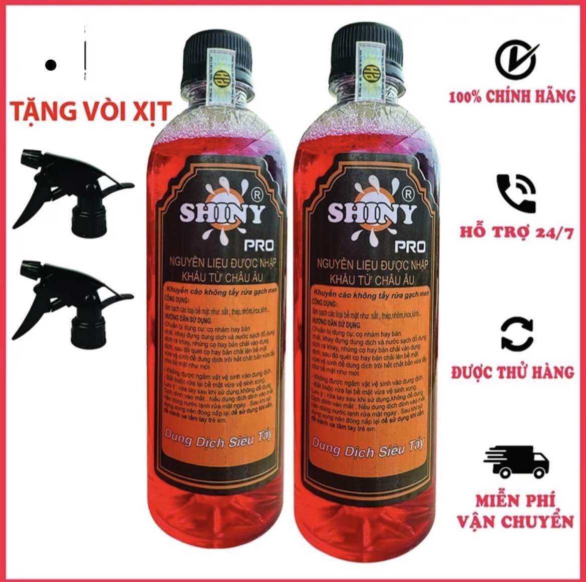 ( Chính hãng) SHINY ĐỎ TẨY LÓC MÁY 500ml