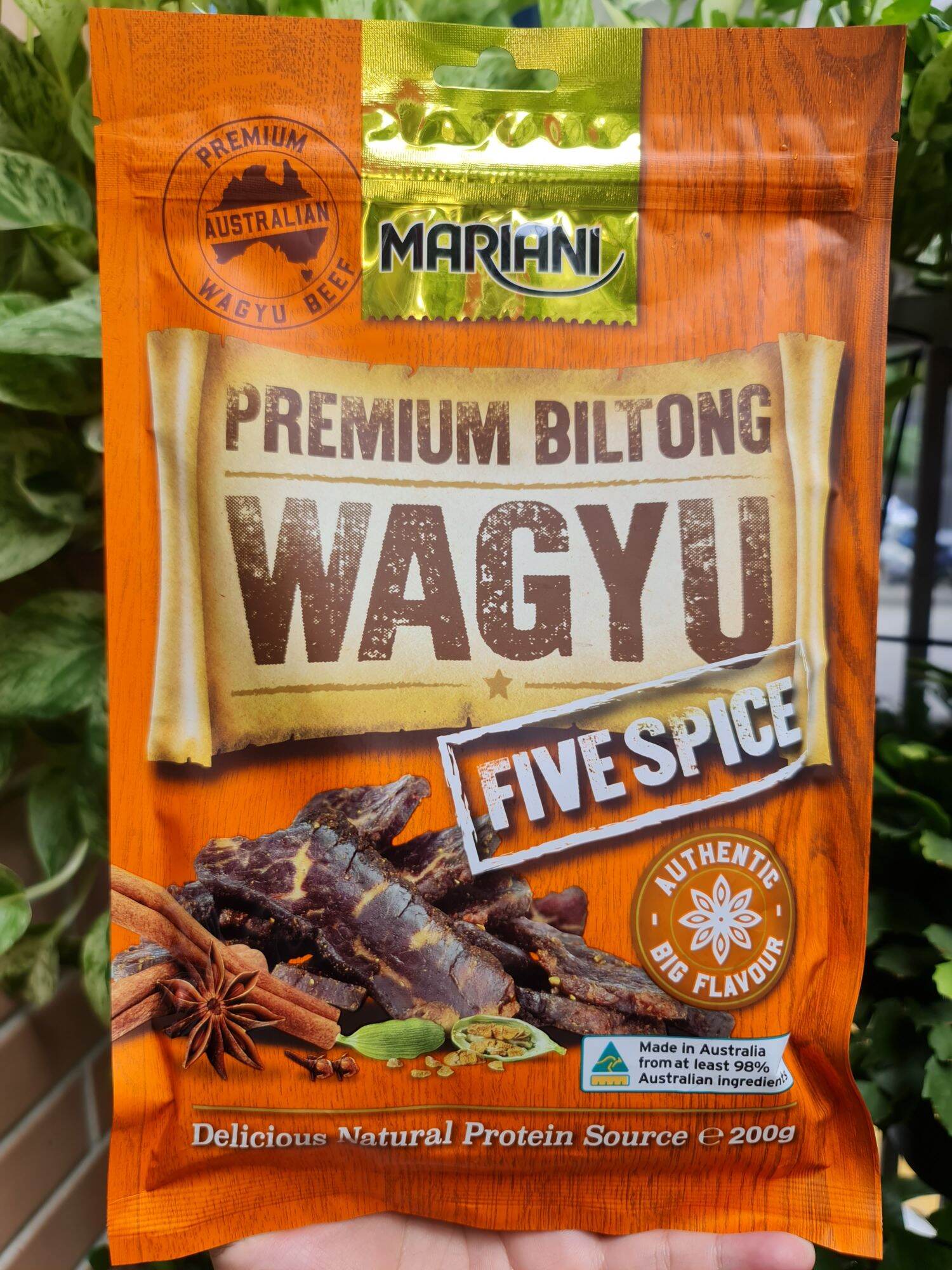Thịt bò khô Úc Mariani Premium Wagyu - biltong - beef Jerky - five spice - gói 200g