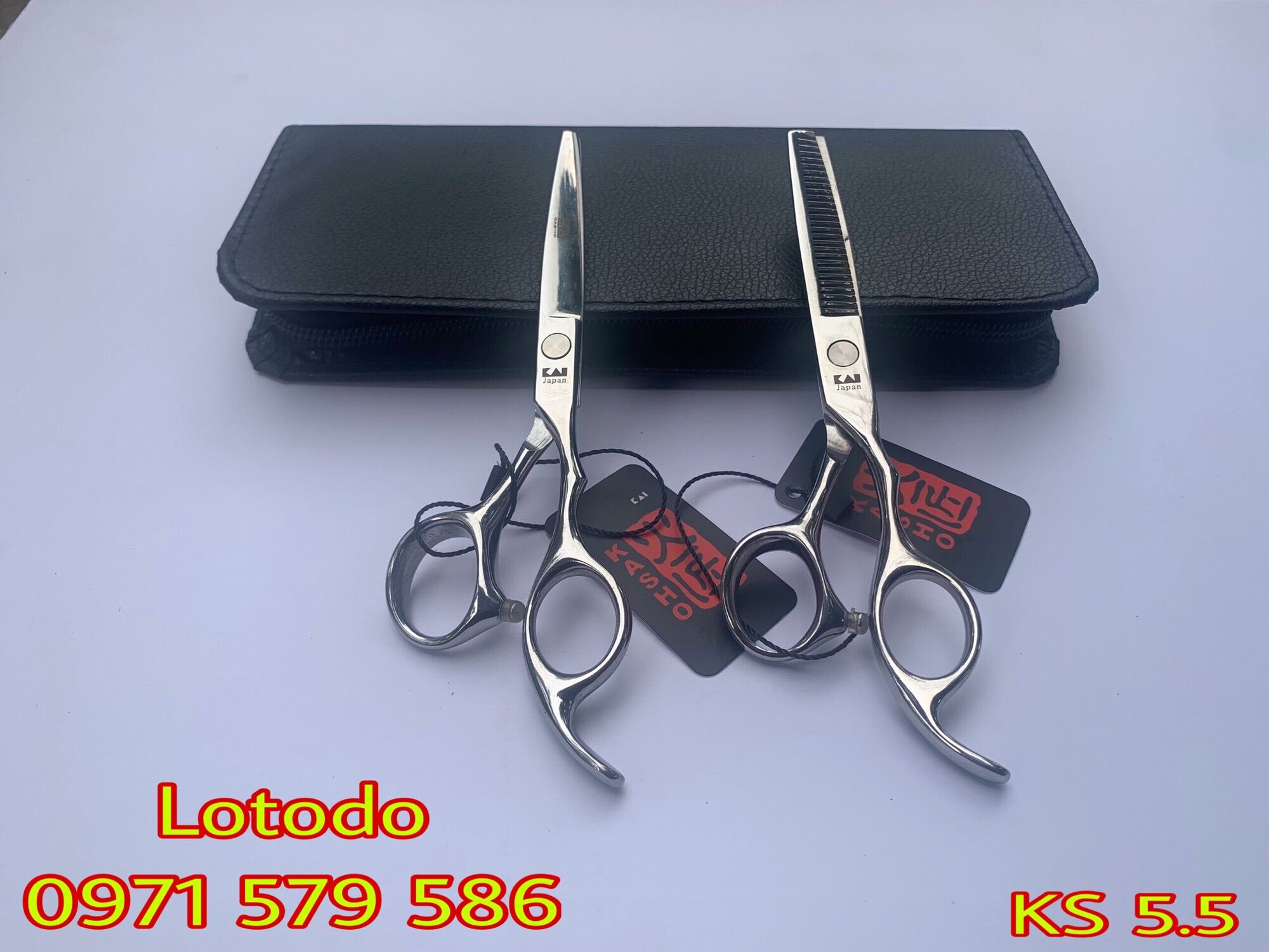 Bộ 2 kéo cắt tóc, hớt tóc kasho nhật bản 6.0 inch màu trắng- kéo cắt và kéo tỉa- lotodo, bảo hành 12 tháng