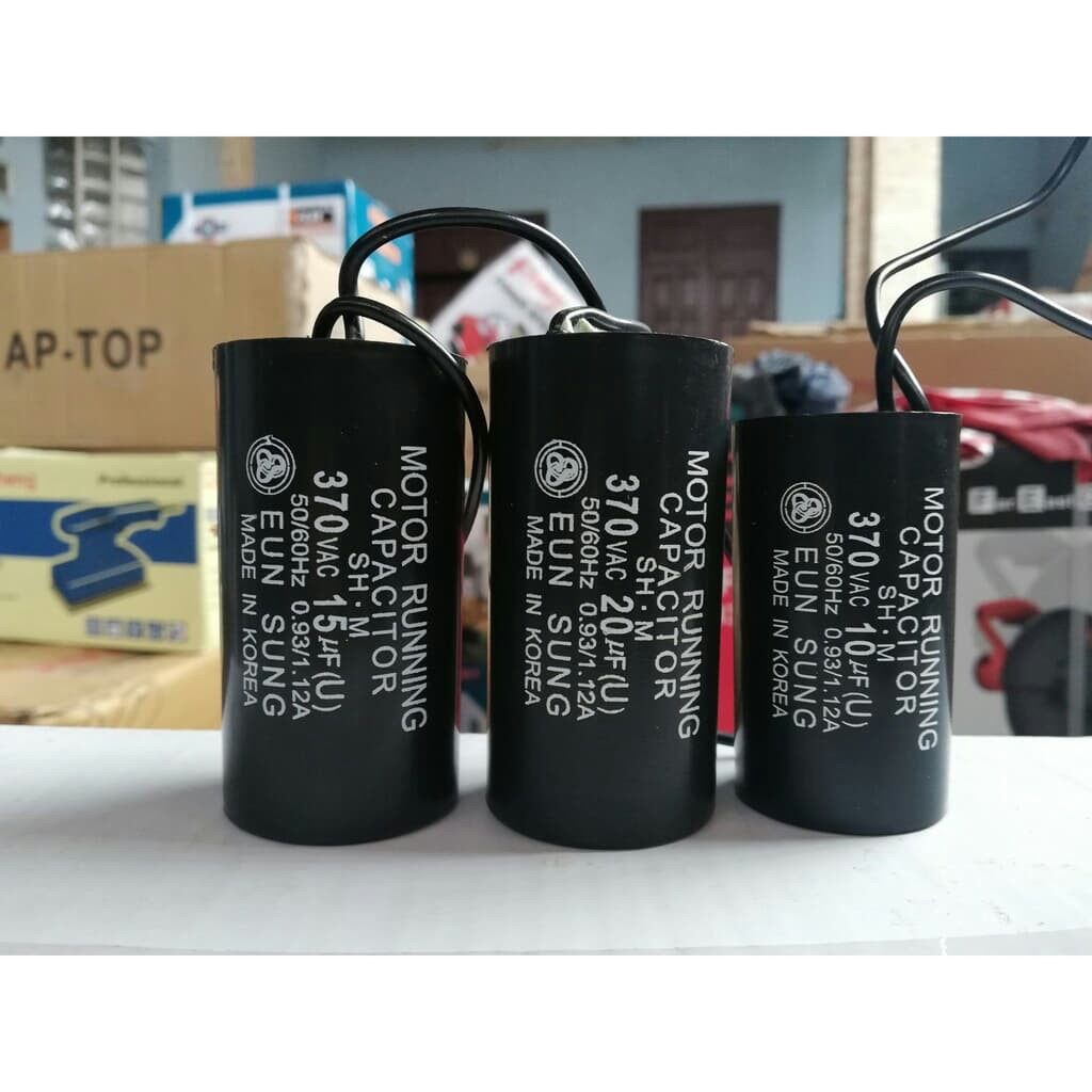 Tụ máy bơm đen 8uf-10uf-15uf-20uf 370vac eun sung