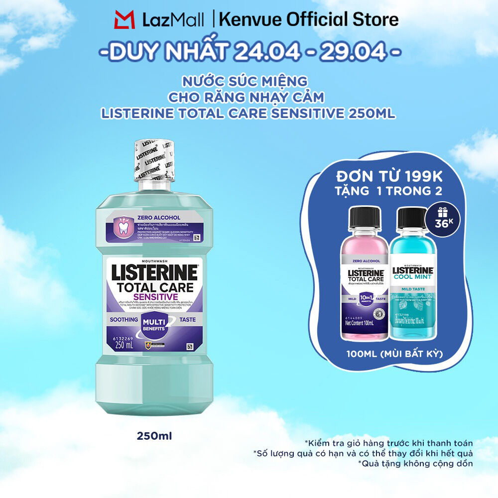 Nước súc miệng cho răng nhạy cảm Listerine Total Care Sensitive Soothing Taste - Dung tích 750ml