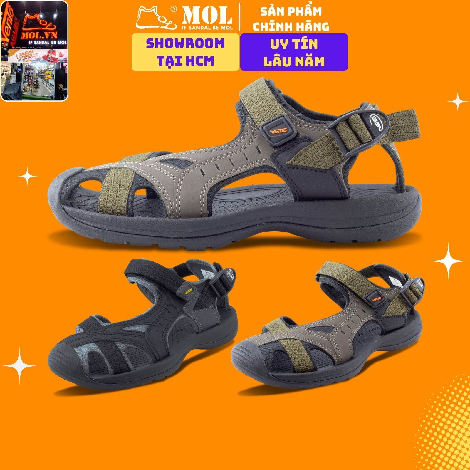 Giày sandal Vento nam bít mũi SD7612 có big size