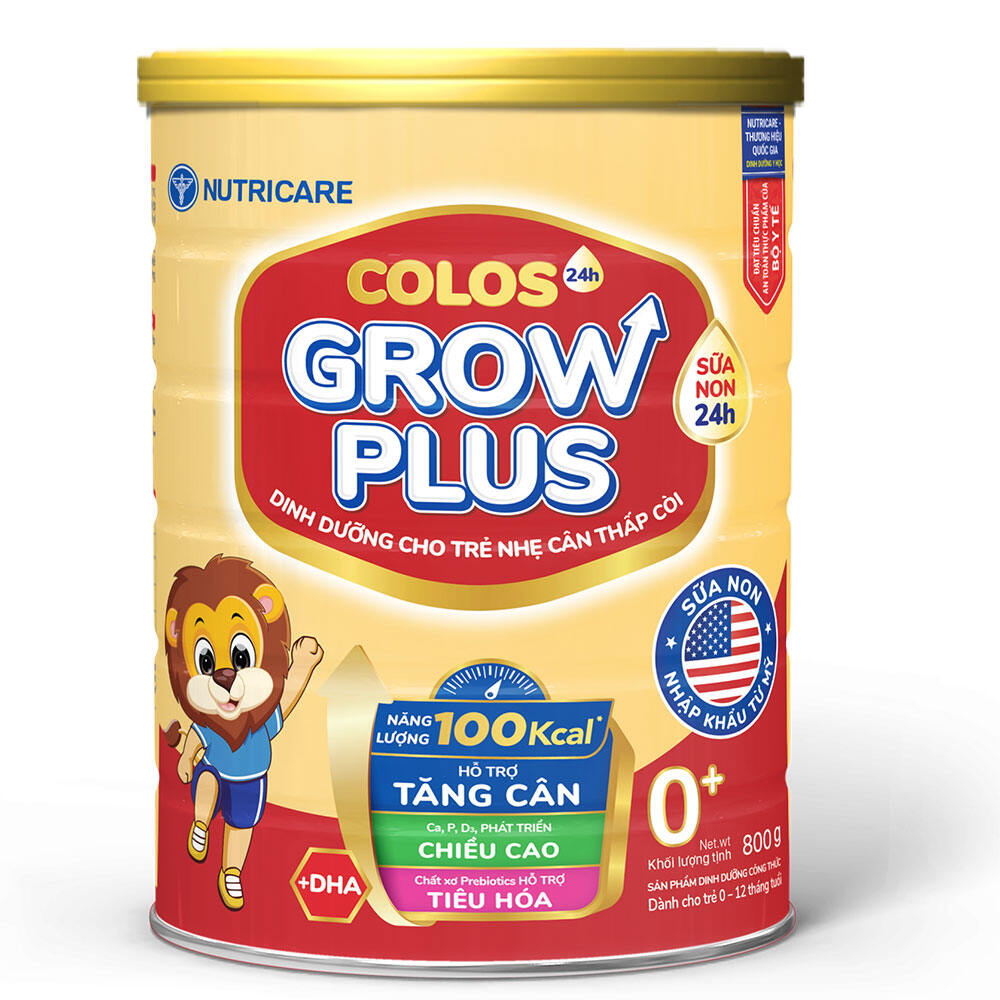 Sữa bột Nutricare Colos Grow plus sữa non 0+ lon 800g