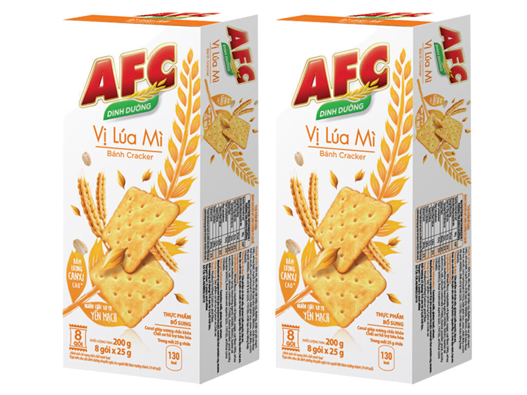 Combo 2 bánh cracker lúa mì AFC Dinh Dưỡng hộp 200g