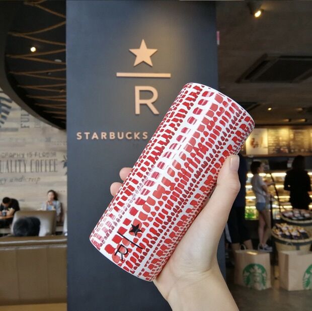 [STARBUCKS SINGAPORE] - BỘ ĐÔI CỐC SỨ RESERVE BLACK/ RED ZEBRA DOUBLE WALL CERAMIC MUG 10oz