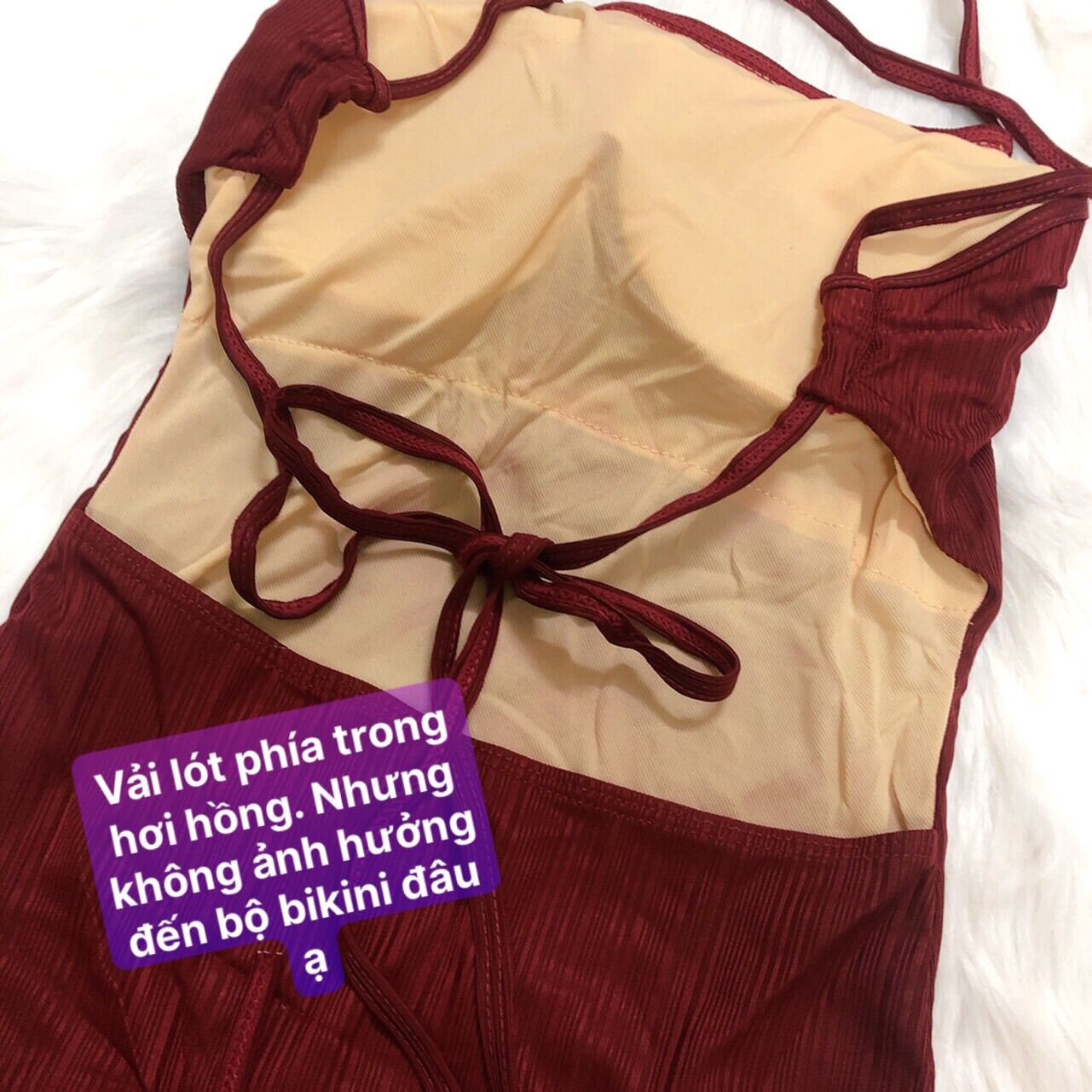 Bikini liền mảnh thun gân đỏ đô cá tính