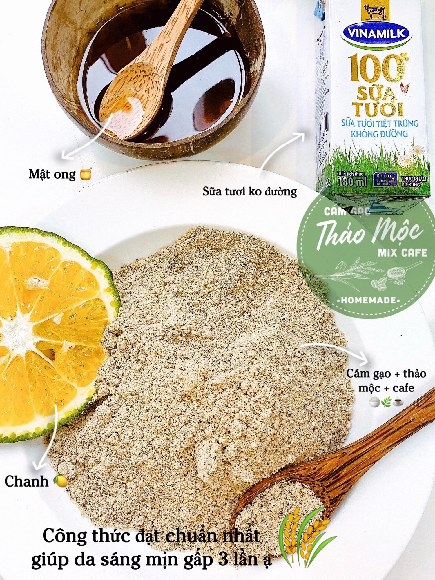 Cám gạo thảo mộc mix cafe - túi 500 gram