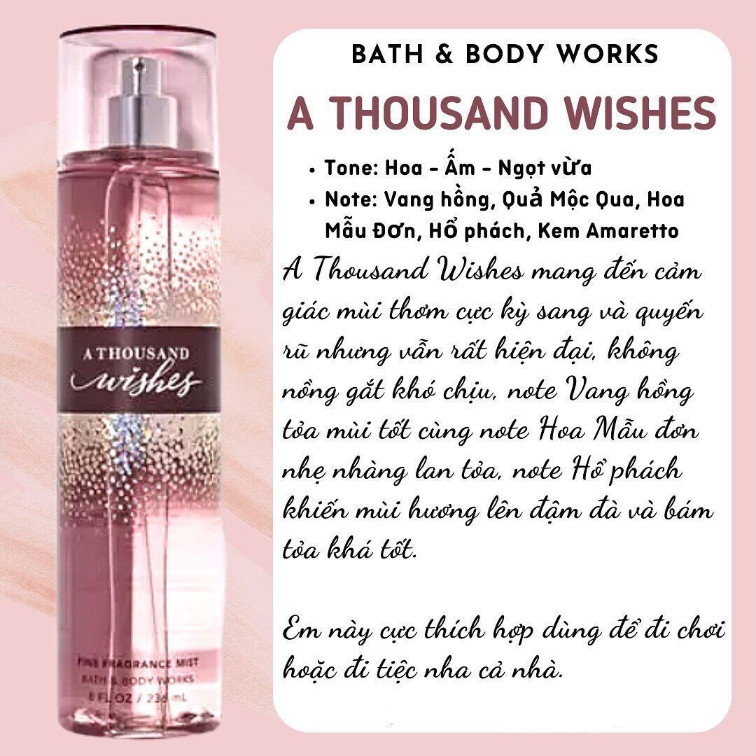 Xịt body mist a thousand wishes , body mist bath&body works 236ml