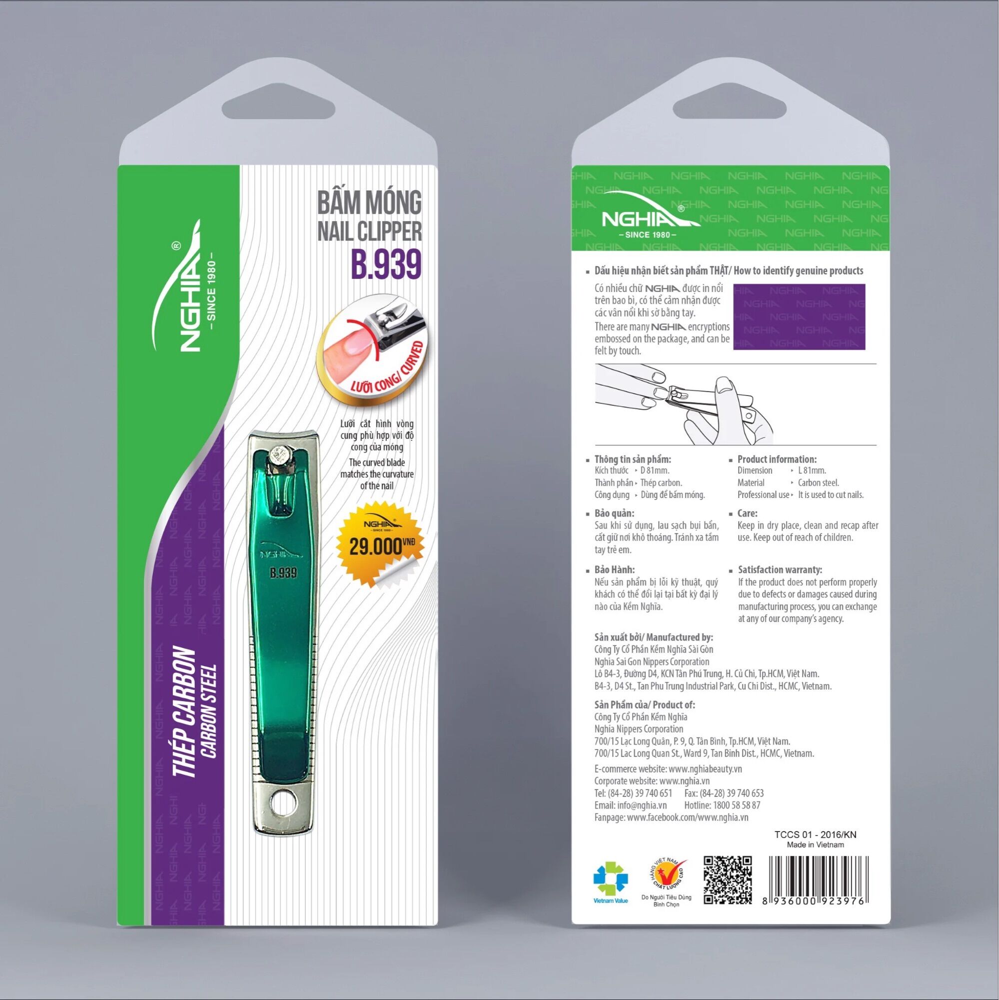 Bấm móng tay B939 Kềm Nghĩa chính hãng