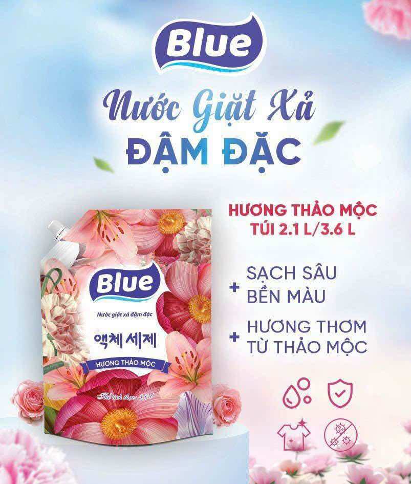 Combo 2 Nước giặt xả Blue công nghệ Hàn Quốc 2.1L