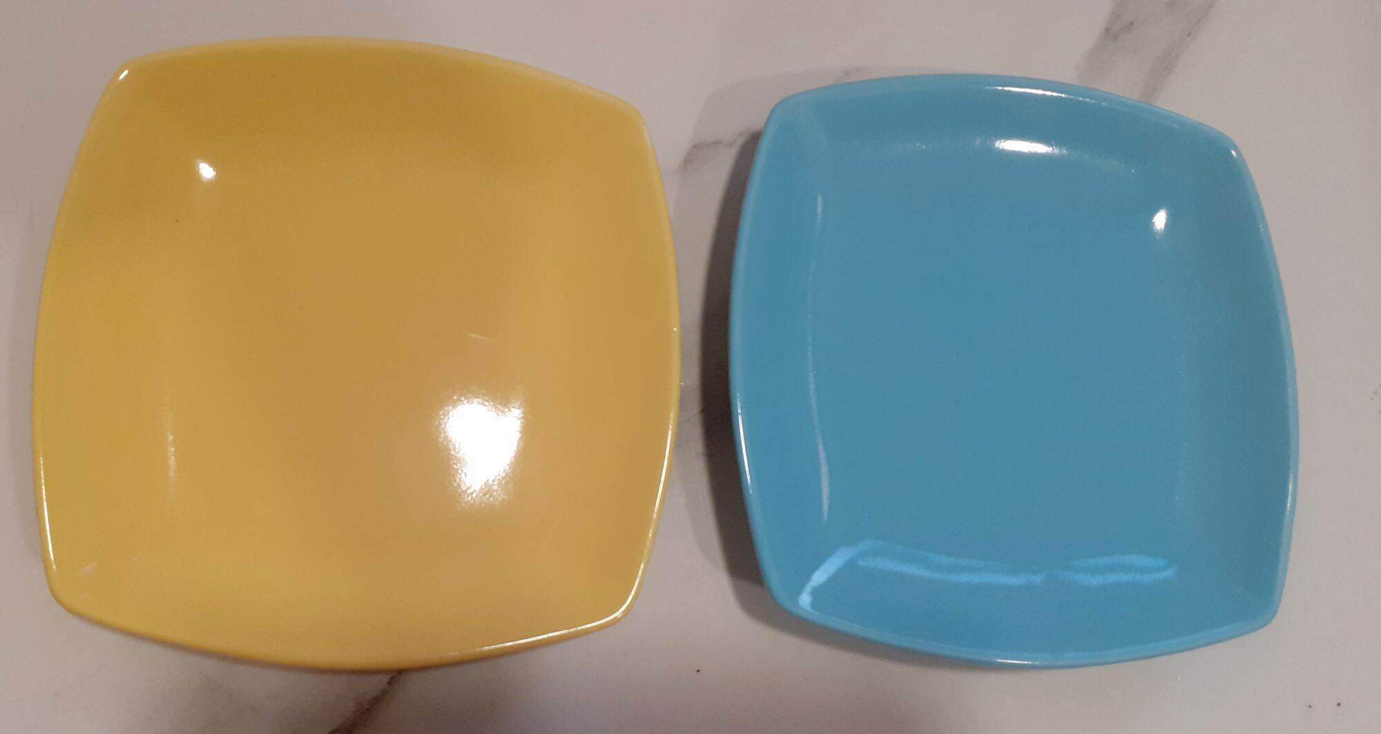 Đĩa gốm sứ dáng vuông 14cm (cạnh hơi bầu, cốt nặng tay)