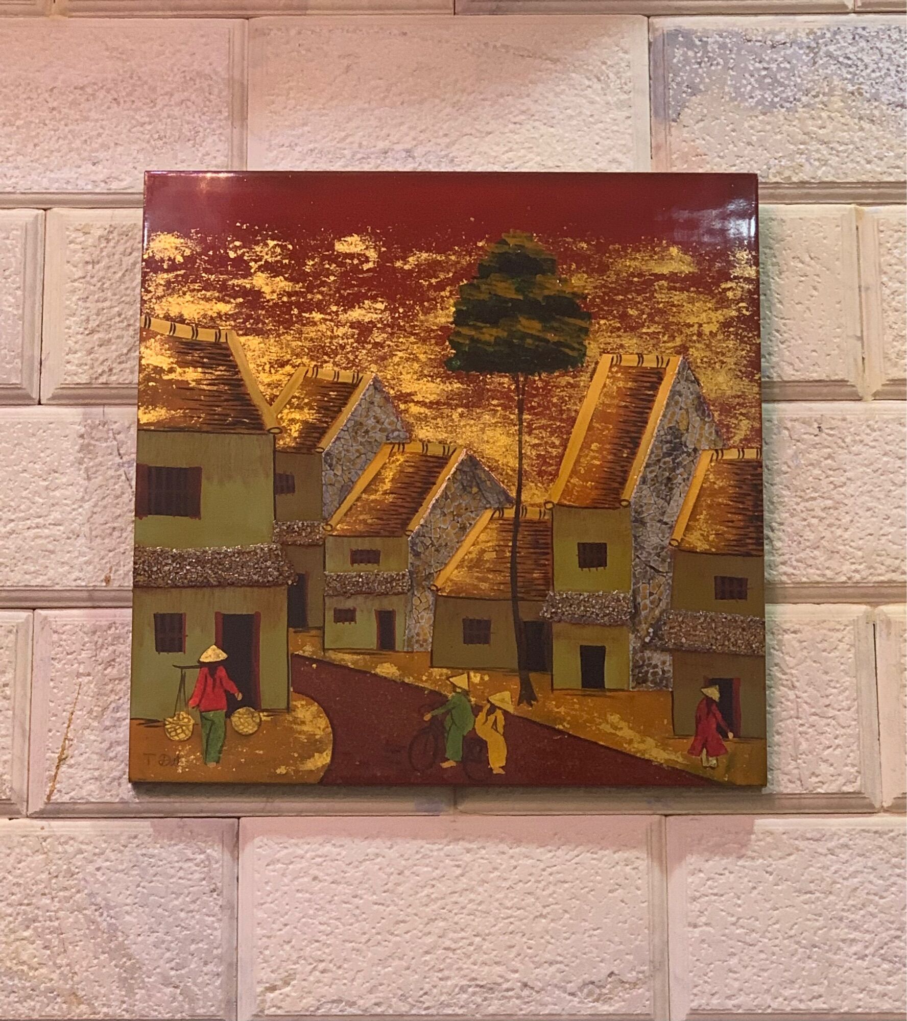 Tranh sơn mài phố cổ Hà Nội (30x30)